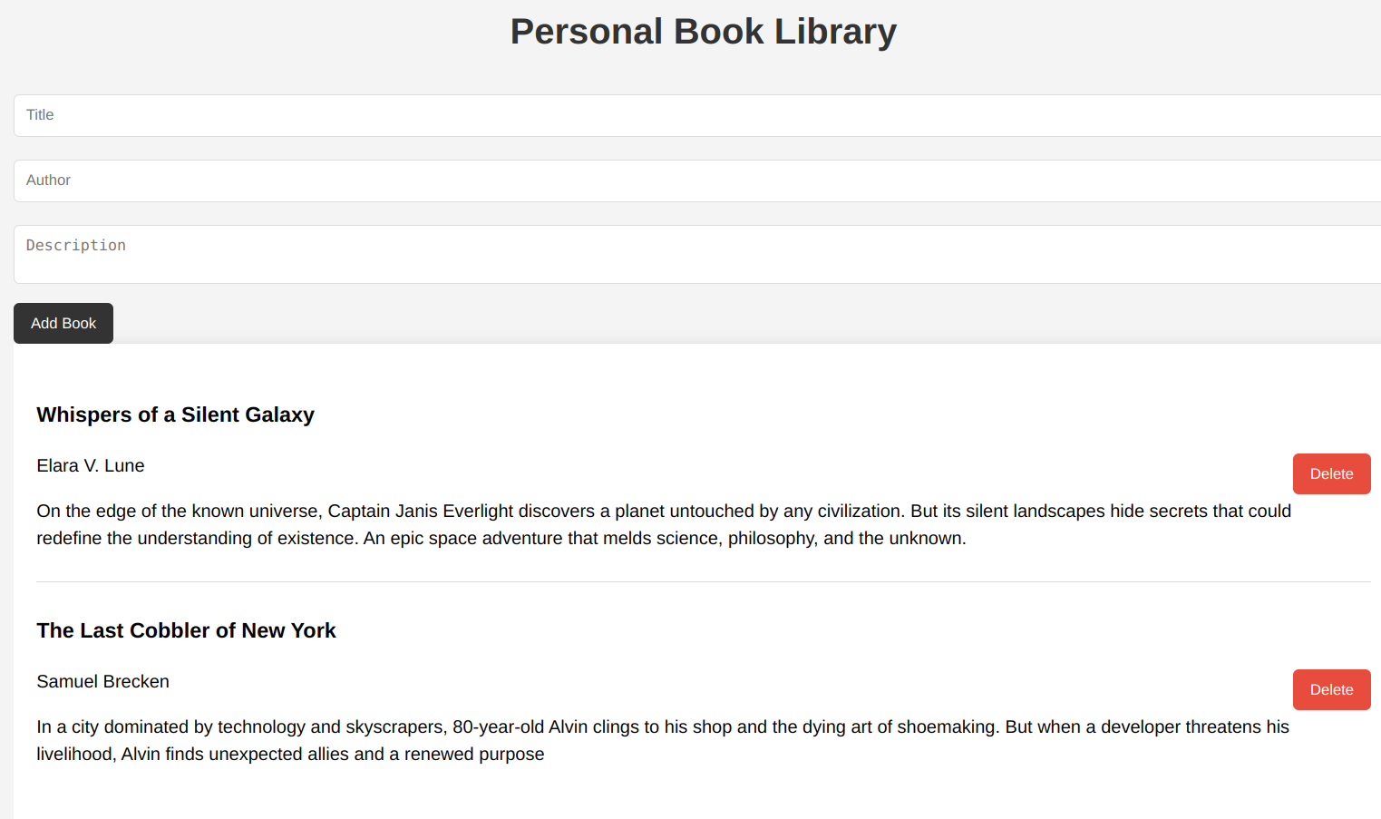 Personal Book Library